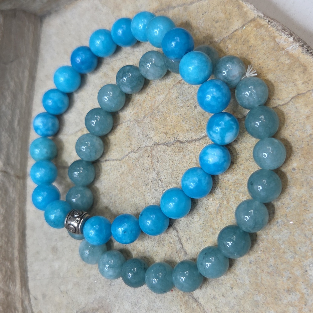 2 blue gemstone bracelets Blue Jade